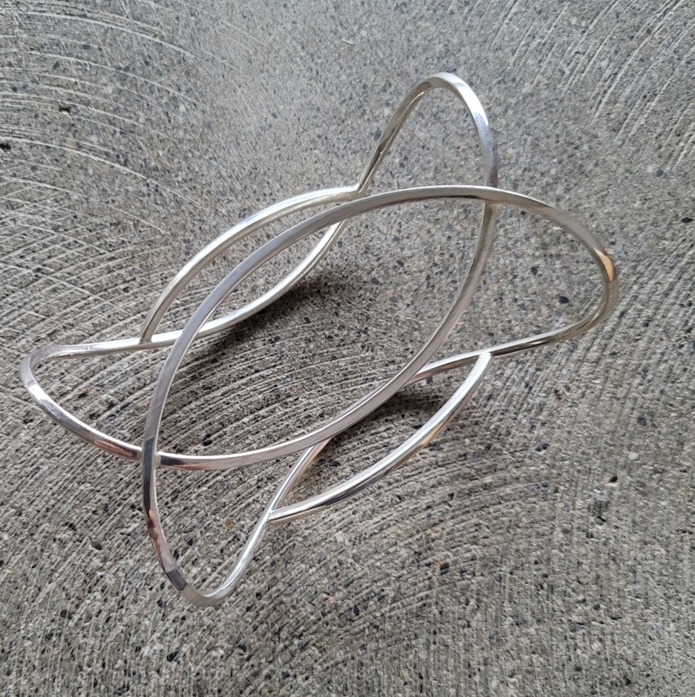 Sterling Silver on brass bangle bracelet Cuff…
